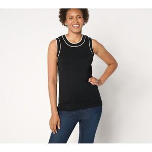 SUNNYLiFE Women's Top Sweater Sz XL Classic Shell Trim Tipping Black A664010